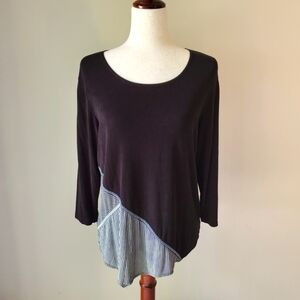 Vintage Stretchy Black 90s Assymetrical Petite Medium Top